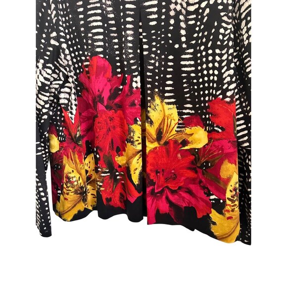 Chicos Black Floral Print Button-Up Jacket Size 3 (14/16) XL Artsy Officecore - Picture 6 of 7